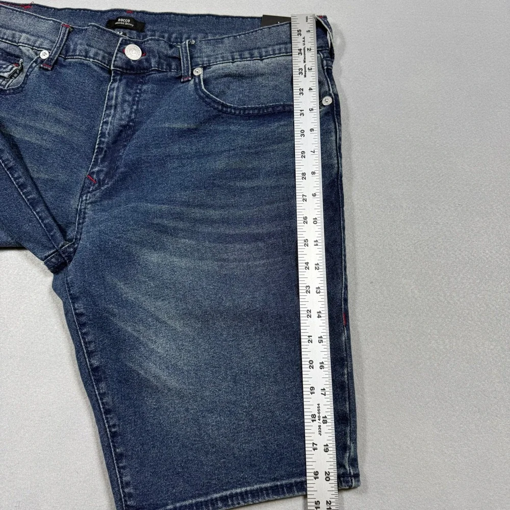 True Religion Denim Shorts Mens‎ Rocco W38 Blue Red Stitch Relaxed Skinny NWT